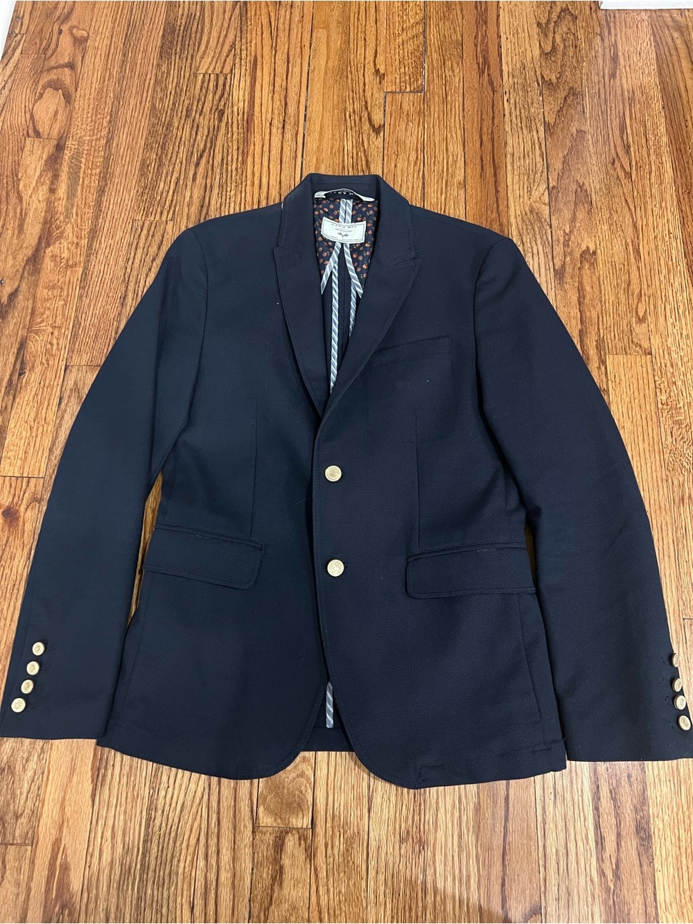 ZARA Men’s Denim Couture Sport Coat Suit Blazer Preppy Cotton Navy Size 38R